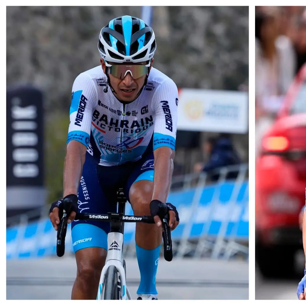 Santiago Buitrago, de 26 años, y Nairo Quintana, de 36, dos de los colombianos que compiten en la Vuelta a Cataluña-2026. FOTO: AFP