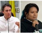 El alcalde Daniel Quintero y la consejera indígena Andrea Muyuy tuvieron una acalorada discusión en pleno consejo de gobierno emitido por televisión. FOTO: CORTESÍA