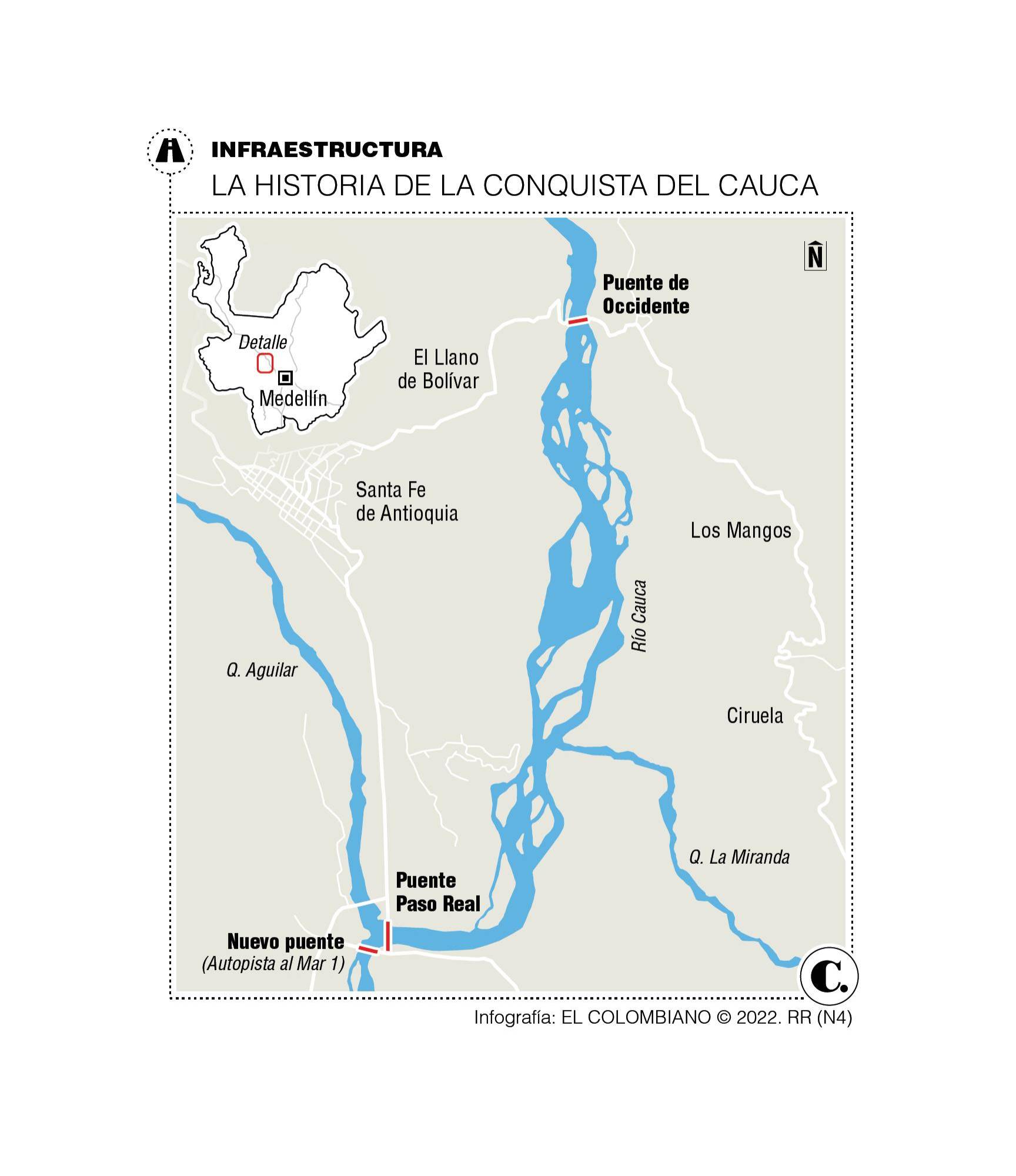 <p>Cada siglo tuvo </p><p>un puente para cruzar el río Cauca </p><p>y llegar a Urabá </p>
