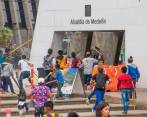 Los indígenas entraron hasta el tercer piso de la Alcaldía. Foto: Esneyder Gutiérrez. 