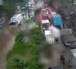 Vía Paralela, al norte del Valle de Aburrá, inundada por las lluvias. FOTO: SECRETARÍA DE MOVILIDAD.