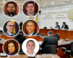 Arriba, en primera fila: Alfredo Mondragón y Juan Carlos Vargas. Segunda fila: Gerardo Yepes Caro y Germán José Gómez. Tercera fila: Martha Lisbeth Alfonso y Camilo Estebán Ávila. FOTOS: CÁMARA DE REPRESENTANTES 