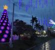 El árbol de Navidad, ubicado en inmediaciones de Parques del Río, decorado con 90 flores luminosas en su exterior. FOTO Cortesía EPM.