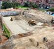 El gran Sistema de Drenaje Sostenible de Primavera Norte, se excava bajo la cancha de Villa Niza. FOTO Cortesía