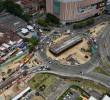 Las obras del nuevo intercambio vial de Mayorca (ubicado en la calle 50 Sur con la avenida Las Vegas, entre Envigado y Sabaneta). El costo supera los $58.000 millones (incluyendo interventoría), financiado por el Área Metropolitana y municipios del sur. Foto: Cortesía