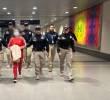 Mayerly Arévalo Carrascal a su llegada al aeropuerto El Dorado de Bogotá. Foto: Dijín de la Policía