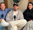 El actor Andrés Fierro, su hijo Martín, y Natali Ortiz, con quien tuvo al adolescente. Foto: tomada de video.