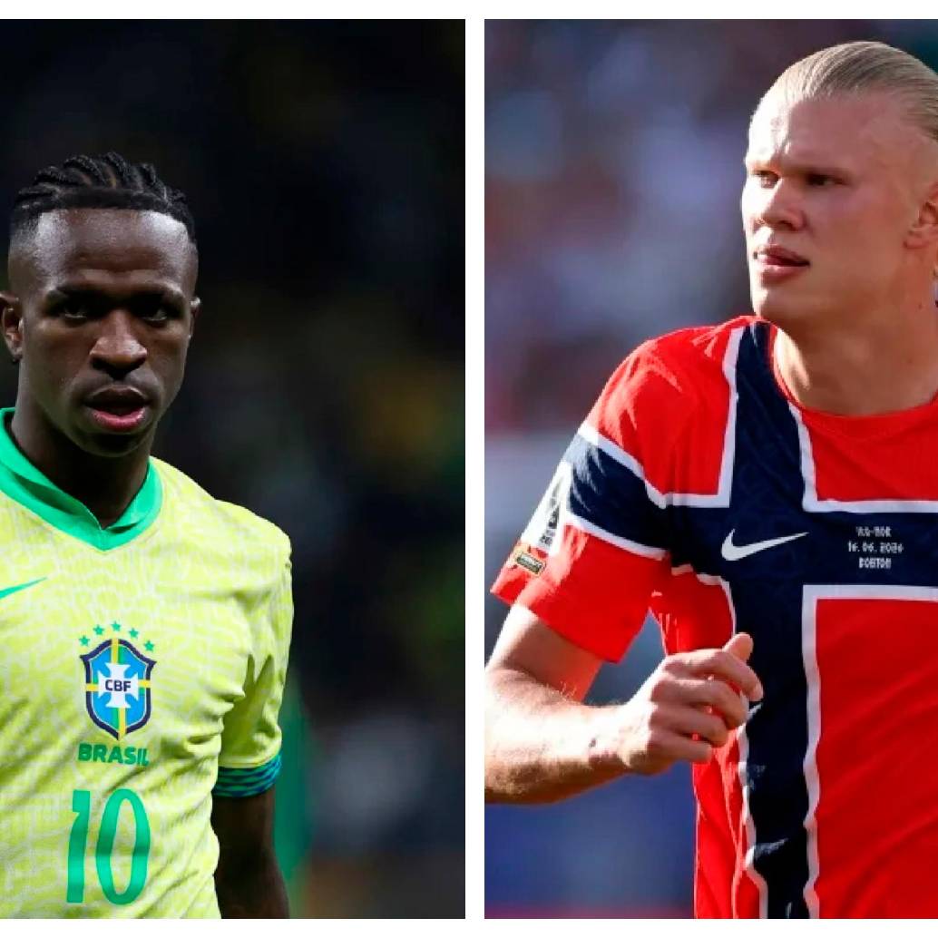 Vinícius y Haaland, uno de los dos seguirá este domingo en el Mundial. FOTOS AFP