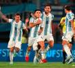 El festejo del gol de Thiago Almada con el que Argentina venció a Uruguay. FOTO GETTY