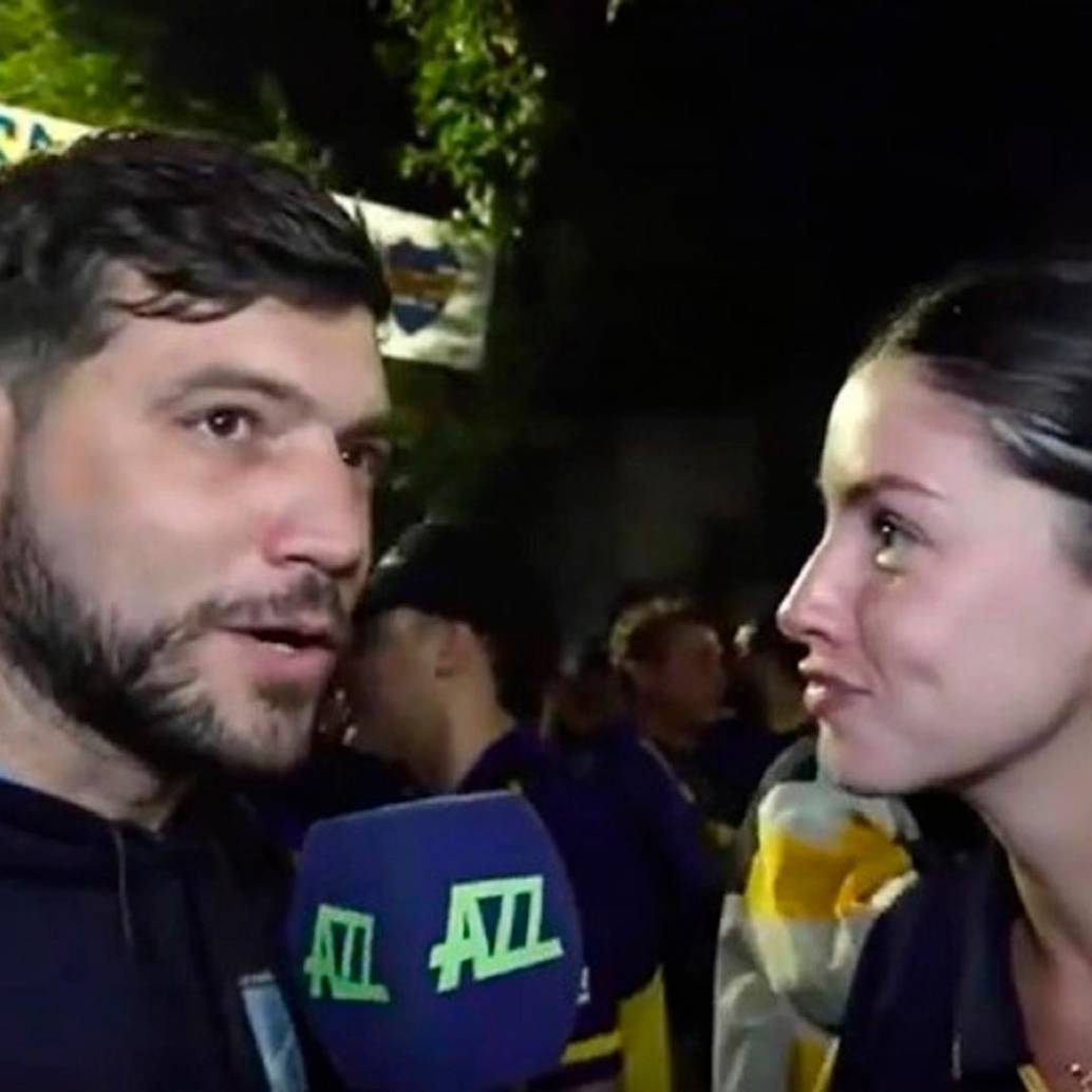 Nicolás Luaces y su momento tierno con Daniela, hincha de Boca. FOTO CAPTURA VIDEO