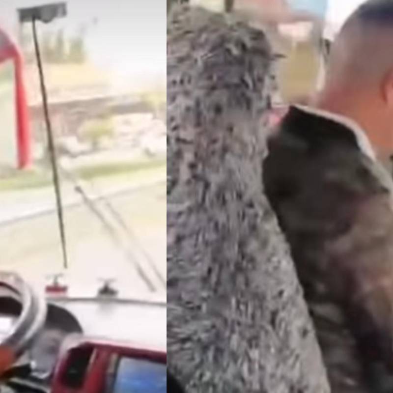 El momento en el que un pasajero graba al conductor chateando mientras maneja. FOTOS: Captura de video