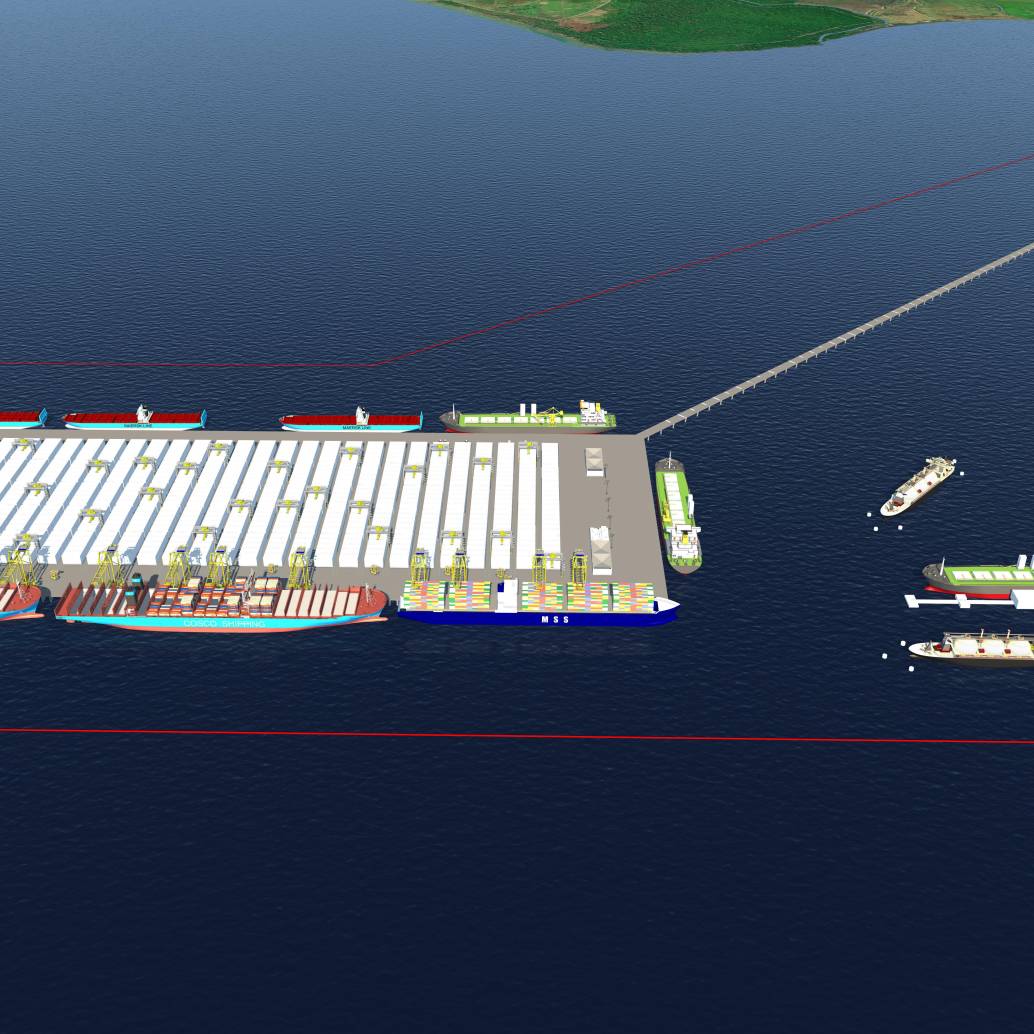Así se verá Puerto Progreso, una terminal multipropósito que impulsará la transición energética en la región. FOTO: Cortesía