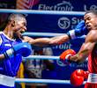 Jhojan Caicedo (izquierda), vallecaucano, sigue mostrando progresos en el boxeo. FOTO @Secprensasv