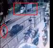 La cámara registró el camión-bomba estacionado en la vía y a su conductor huyendo a pie hacia la calzada opuesta, en el barrio La Base, de Cali. IMAGEN TOMADA DE VIDEO.