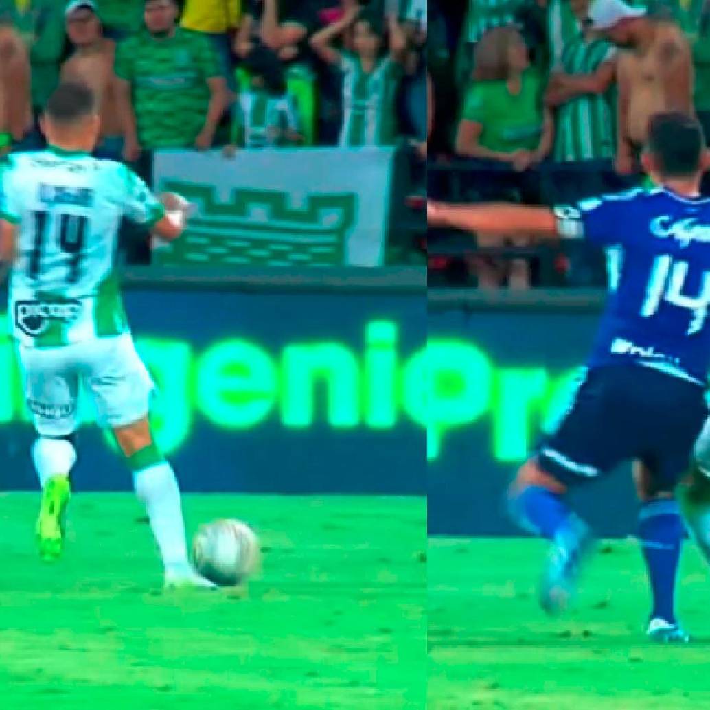 La jugada que desató la polémica en la final entre Nacional y Millonarios. FOTO CAPTURA WIN SPORTS