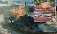 Imágenes del incendio ocurrido en el puerto de El Bagre. FOTO: Imagen tomada de redes.