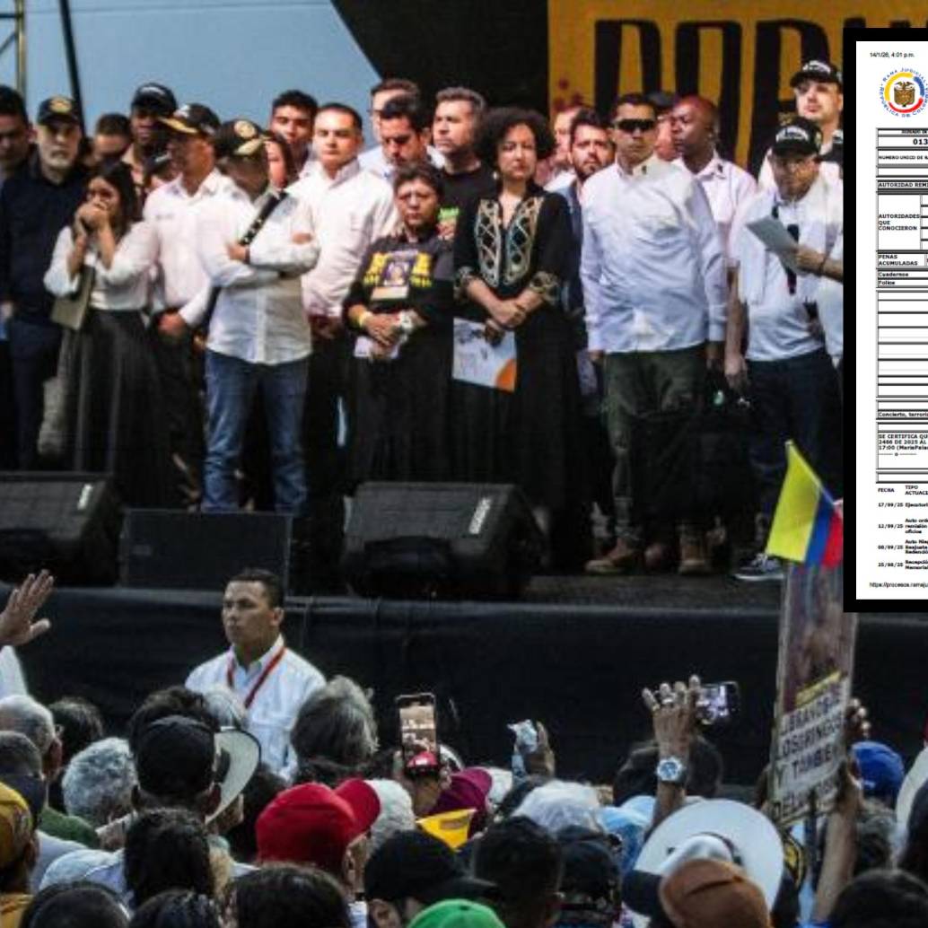 El ‘tarimazo’, fue un evento controversial ocurrido el 21 de junio de 2025, donde el presidente Gustavo Petro compartió escenario con cabecillas de bandas criminales del Valle de Aburrá. FOTO: Julio César Herrera