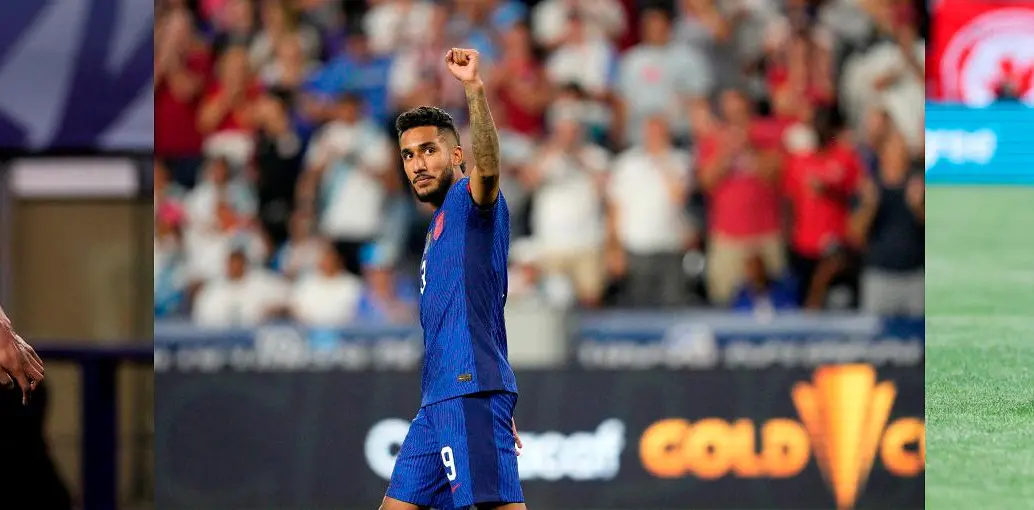 Julián Quiñones (México), Jesús Ferreira (Estados Unidos) y Jonathan Osorio (Canadá), tres colombianos con raíces colombianas que esperan estar en el Munudial-2026. FOTOS GETTY