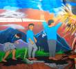 Mural realizado por el colectivo Yonkis Med como parte del trabajo con Elementa DDHH y Corporación Surgir. Foto Camilo Suárez.