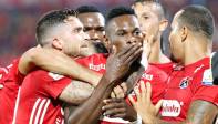 Díber Cambindo puso a festejar a los hinchas rojos con un gol de gran factura. FOTO Manuel Saldarriaga
