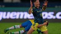 Luis Díaz convirtió el mejor gol de la Copa hasta el momento que sirvió para abrir el marcador ante los brasileros. Foto AFP
