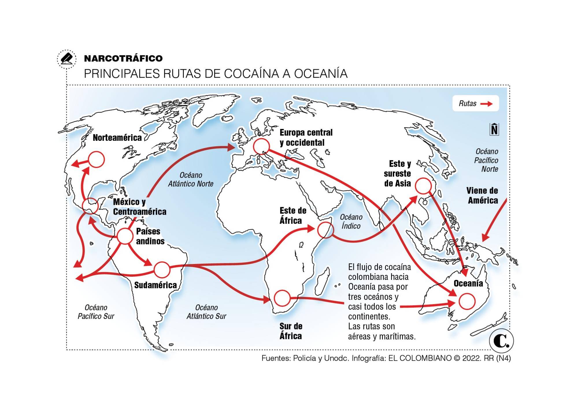 Cocaína colombiana coloniza el mercado negro de Oceanía