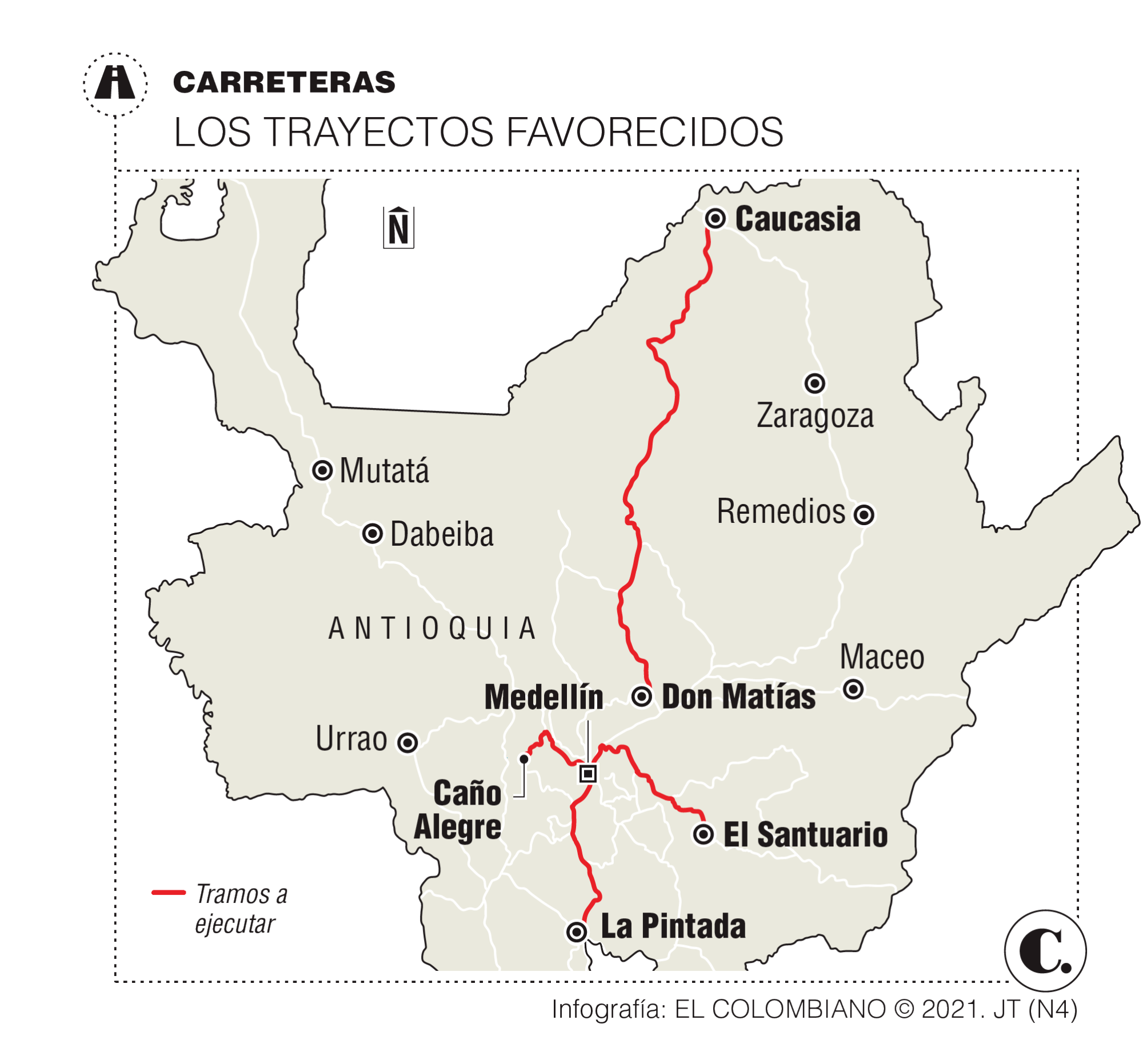 Mejorarán tres tramos viales de Antioquia