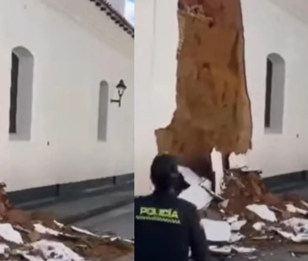 Según indicaron las autoridades, el desplome también se habría presentado debido a que la parroquia llevaba varios meses con filtraciones de agua. FOTO: Cortesía redes sociales