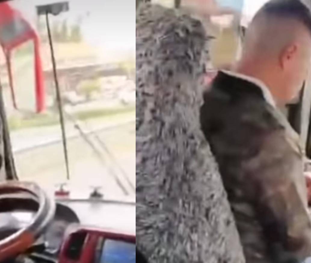 El momento en el que un pasajero graba al conductor chateando mientras maneja. FOTOS: Captura de video