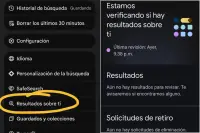 A “Resultados sobre ti” se accede al dar clic en la app de google bien sea en su letra o si tiene fotografía, en su cara. FOTO Cortesía