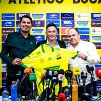 Pablo Peirano en su presentación como estratega del Bucaramanga. FOTO: X ABUCARAMANGA