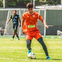 El delantero Miguel Marulanda, goleador del cuadro naranja en el primer semestre con ocho tantos en 21 partidos disputados. FOTO CORTESÍA ENVIGADO 