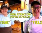 Yennyfer Acevedo y Yelince Castañeda toman pedidos, limpian las mesas de la panadería y llevan la comida a los clientes. FOTOS: JUAN PABLO ESTRADA