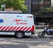 La ambulancia estaba sola y apagada cuando llegaron los agentes. Foto: cortesía.