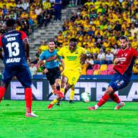 DIM sacó un punto ante Bucaramanga, que jugó con diez hombres desde el minuto 16 del juego. Foto: @Bucaramanga