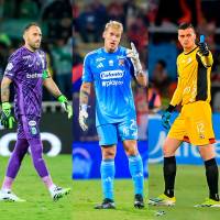 Jorge Soto (derecha) sería el mejor arquero del FPC, según estudio de SofaScore, por delante de Ospina y Aguerre. Fotos: El Colombiano. 