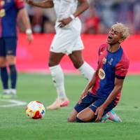 España, una de las selecciones favoritas para luchar por el título, está pendiente de la evolución de Lamine Yamal quien salió lesionado con el Barcelona y estará por fuera varias semanas. FOTO: GETTY