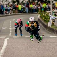 El antioqueño Juan David Agudelo, en acción en los pasados World Skate Games, disputados en Paraguay. FOTO cortesía Fedepatin