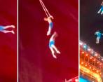 Una trapecista china murió por caída a una altura de 9 metros durante un show. Foto: Capturas de pantalla de video. 