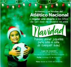 Los hinchas de Atlético Nacional o la comunidad que quiera vincularse a la campaña, puede llevar los regalos a la zona exterior de la tribuna occidental, este domingo. FOTO CORTESÍA