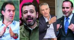 De izquierda a derecha: Federico Gutiérrez, alcalde de Medellín; Carlos Fernando Galán, alcalde de Bogotá; Andrés Julián Rendón, gobernador de Antioquia; y Alejandro Eder, alcalde de Cali. FOTOS Camilo Suárez y Colprensa