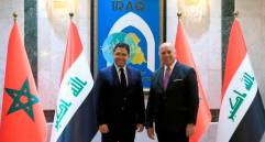 Los ministros de relaciones exteriores de Irak -Fuad Hussein- y de Marruecos Nasser Bourita en el evento de reapertura de la embajada. Foto: Efe.