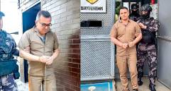 Esposados de pies y manos e ingresando a vehículos oficiales, se cumplió la orden de traslado de Olmedo López y Sneyder Pinilla desde guarniciones militares hacia el complejo carcelario La Picota en Bogotá. Fotos: tomadas de video