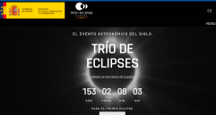Así luce la página del trío de eclipses de Sol que se verán en España entre 2026y 2028. Solo uno de ellos se verá en Colombia. FOTO Captura de pantalla.