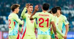 España goleó a Georgia con doblete de Mikel Oyarzabal, y sin su estrella Lamine Yamal, quien presenta una molestia física. FOTO TOMADA X@SEFutbol