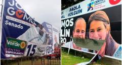 Propaganda política vandalizada este fin de semana en Medellín. FOTOS TOMADA DE TWITTER @JorgeGomezG_ y @Juan_EspinalR
