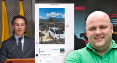 Federico Gutiérrez reveló, en una rueda de prensa, que dineros de la presunta corrupción de Miguel Quintero, hermano del exalcalde Daniel Quintero, habrían terminado en testaferros en Estados Unidos. En grupos de WhatsApp, Miguel y otras personas ostentaban de compras extravagantes, como una retroexcavadora. Fotos: cortesía.