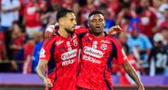 Los delanteros del DIM, Francisco Fydriszewski y Brayan León, elegidos en el once ideal de la fecha 15 de la Liga Betplay. FOTO CAMILO SUÁREZ 