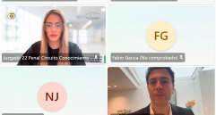 Daniel Quintero, ya en el cargo de Supersalud, prendió solo unos segundos su cámara en la audiencia que tuvo lugar este miércoles en la mañana de manera virtual. FOTO: CAPTURA DE VIDEO