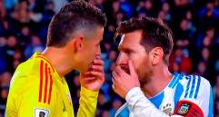 Momento del intercambio de palabras entre Messi y James Rodríguez. FOTO: Captura de video